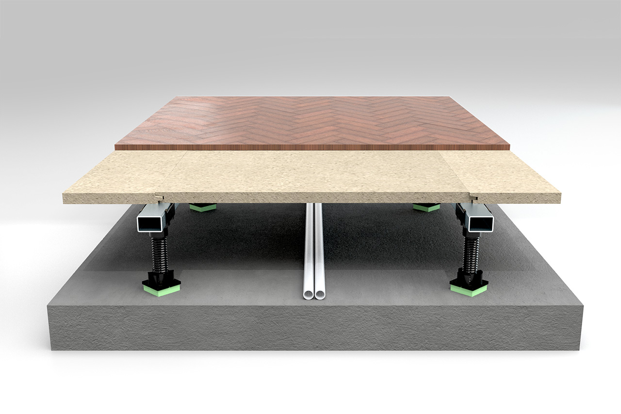 Picture of Vibratecs Floor System VT-dBlock with 12,5 mm high isolators