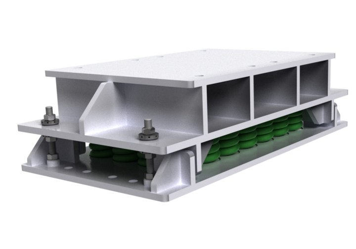 Image of Vibratec Spring Isolator AVM. Custom AVM-isolators from Vibratec are used to suspend turbines, power plants and accommodation modules on offshore platforms. They prevent vibrations to cause damage to equipment and the health of the crew.