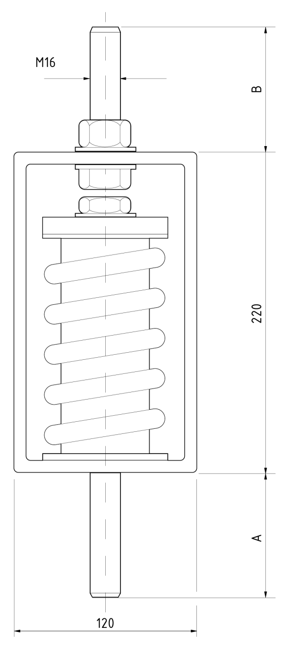 A ceiling hanger for vibration isolation of pipes, stabilisation of frames and equipment.