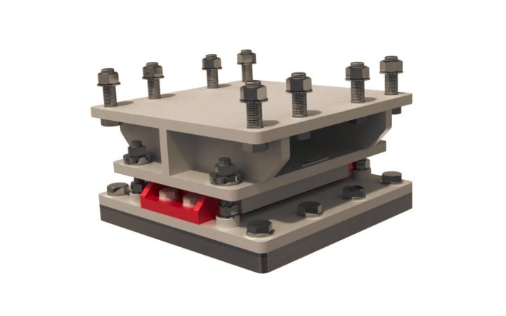 Image of Steel Mount AVM. Custom AVM-isolators from Vibratec are used to suspend turbines, power plants and accommodation modules on offshore platforms. They prevent vibrations to cause damage to equipment and the health of the crew.