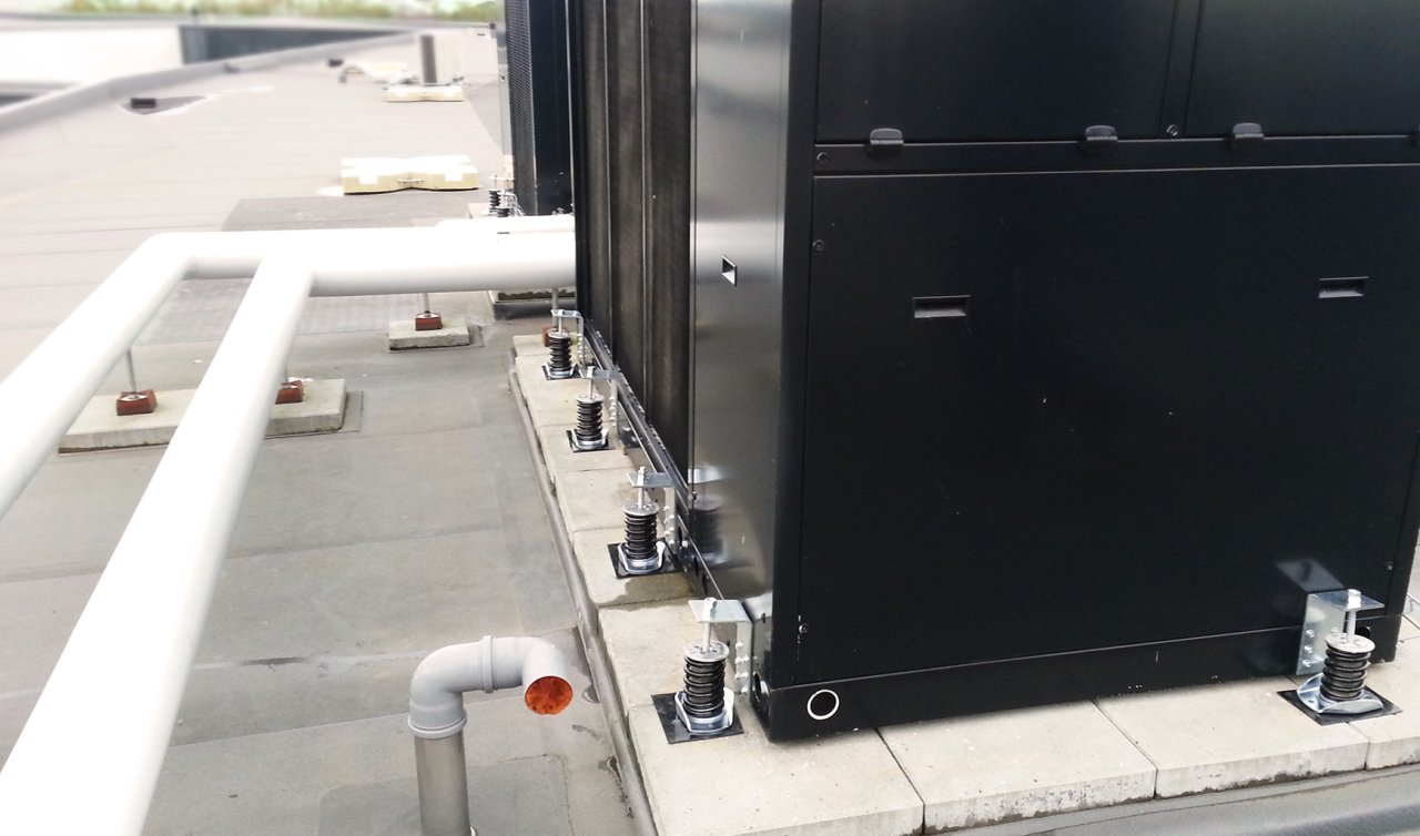 HVAC system - vibration isolation on top of a building
