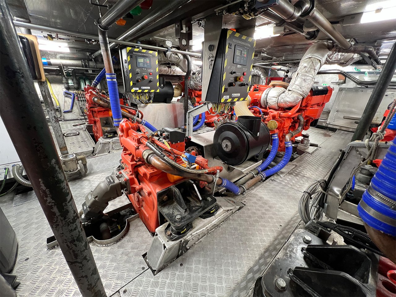 Image of the engine room onboard the passenger ferry Sjögull.