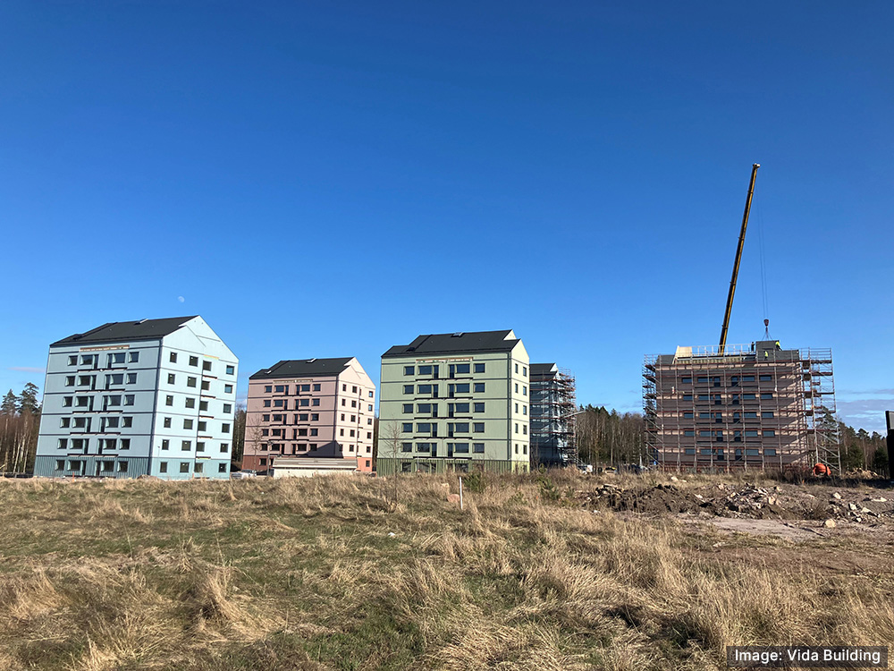 Image of the construction ofsix-story timber buildings