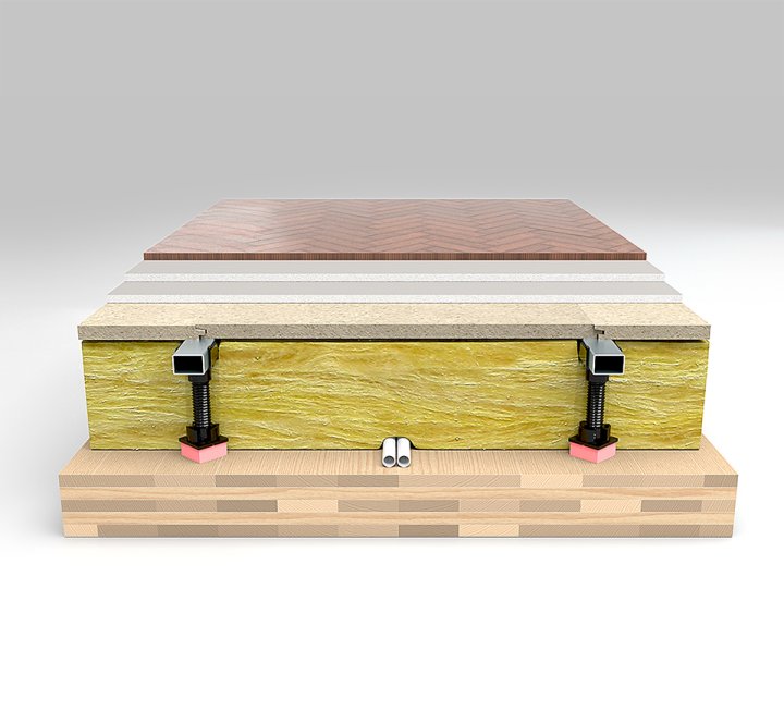 Picture of Vibratecs Floor System VT-dBlock with 25 mm high isolators