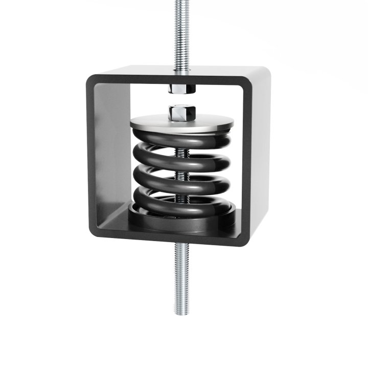 This is a close up of the housing and the spring isolator in our VT4523 hanger.